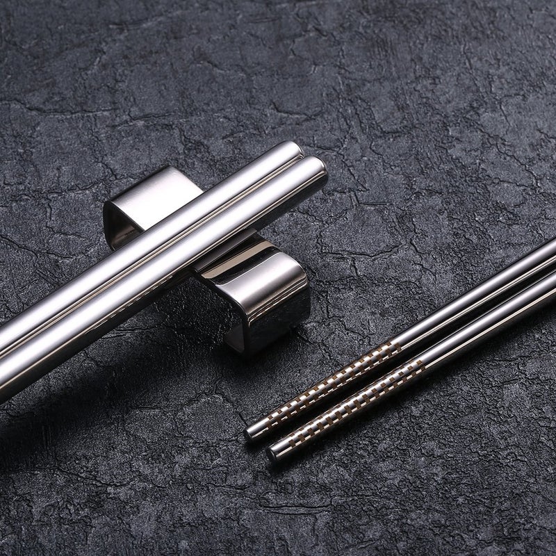 Devico Chopsticks, Metal Chopsticks, 18/10 Stainless Steel Chopstick Set, Reusable, Dishwasher Safe (5 pairs) - Image 5
